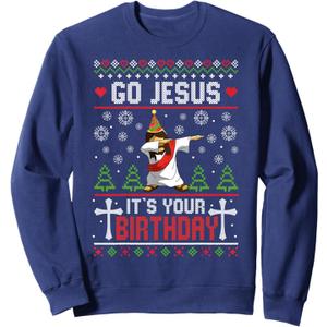 Go Jesus It's Your Birthday Ugly Christmas Sweater Funny Sweatshirt, Size S