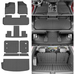 powoq Floor Mat Compatible with 18-24 Chevy Traverse Cargo Mat Replacement for 2018-2024 Chevy Traverse Accessories(Trunk+Backrest+7Seats Floor Mat)