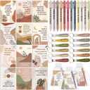 Mooliwe Positive Affirmation Gift Set Gratitude Notebooks with Pens Keychains Small Bags Motivational Party Favors for Adult Women Coworkers Employee Group(12 Set,Groovy)