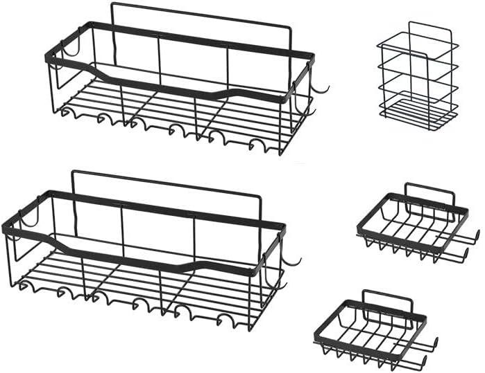 Wrought-Iron Non-Punching Bathroom Shelf, Household Toilet Soap Rack, Toiletries Storage Rack (Set of Five)