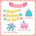 Happiest Birthday on Earth Banner Princess Bday Party Decorations Girls Kids Castle Birthday Baby Shower Party Supplies (Gold)
