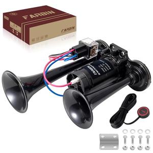 FARBIN Black Air Horn for Truck Train Horn for Car Loud Car Horn with Button Truck Horns with Compressor 12v Airhorns Horns Loud Dual Trumpet