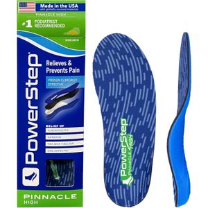 PowerStep Pinnacle High Arch Orthotics Insoles, High Arch Pain Relief, Plantar Fasciitis Relief, Supination, Supports Foot, Arch & Heel Pain, Made in The USA