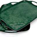 TP Large Serving Trays with Handles, 19" x 12" Melamine Serving Platters for Food, Turkey, Set of 2 Rectangular Trays for Party, Retro Green