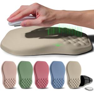 Ergonomic Raised Mouse Pad Wrist Support with Bilateral Slope Memory Foam Mousepad for Wrist Rest and Carpal Tunnel Pain Relief 11.8x7.9 Khaki