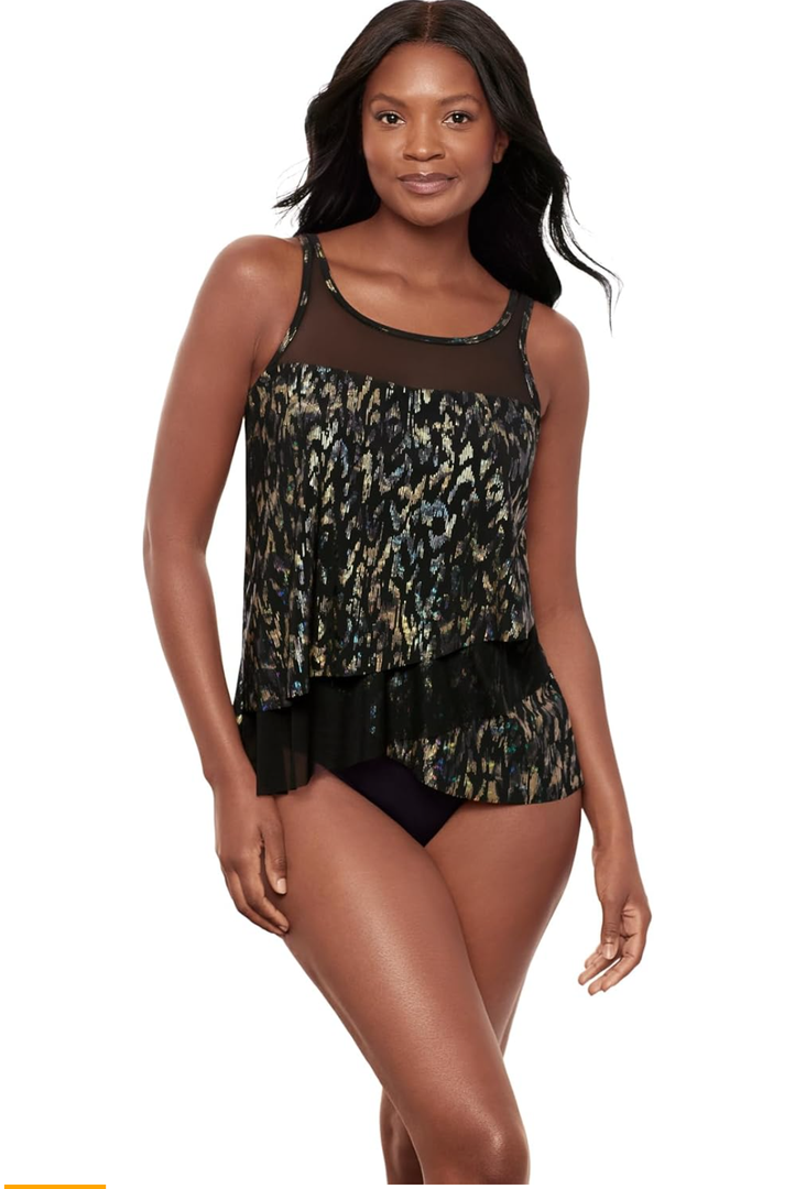 Miraclesuit Women's Swimwear Mirage High Neckline Underwire Bra Tankini Bathing Suit Top, 16