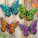 Metal Butterfly Wall Decor - 9.6" Outdoor Fence Wall Art Decor, Hanging Decoration for Garden Yard Living Room Bedroom Patio Balcony(4 Pack)
