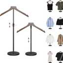 OLV 2 Pack Shirt Display Stand, 18-34 Inch Height Adjustable Mannequin Torso Stand Dress Form for Vendors Shop, T Shirt Display Jacket Coat Hanger Steaming Clothes Holder, Brown
