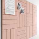 Bumusty Large Cork Board Alternative-47 x35 Felt Bulletin Board Tiles, with 30 Pushpins, 70 Adhesive Tabs, 12-Pack Slat Wall Paneling, Cork Boards for Office Push Pin Board Felt Board-Pink