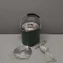 Ice Bucket, Ice Bucket with Silicone Sealing Ring Double-Wall Vacuum Insulation Champagne Buckets with Filter Layer Ice Tongs Ice Scoop (Grey Green, 3 L)