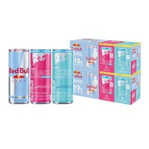 Red Bull Sugarfree Energy Drink, Variety Pack | Zero, Peach, Iced Vanilla Berry, contains caffeine, taurine, B-vitamins, sweeteners, and water, 8.4 fl oz, pack of 24 cans (EXP 12/10/26)