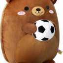 Onsoyours Original Bear Plush with Soccer Ball, Cute 14 inch Sport Brown Bear Stuffed Animal, Ultra Soft Collectible Hugging Gift Plush Toy (12")