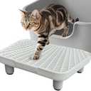 SpaceTime Elevated Cat Litter Trapping Mat with Double-Layer Design,Detachable Cat Ramp/Step/Catcher Litter Box Mat for Floor,Non-Slip Kitty Pads for Indoor Kittens & Senior Cats,Easy to Clean (White)