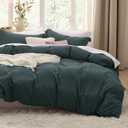 Bedsure Forest Green Oversized King Duvet Cover - 3 Pieces Prewashed Cotton-Like Polyester Extra Soft Bedding Set, Includes 1 Duvet Cover 120''x98'' with Zipper Closure & 2 Pillow Shams, No Comforter