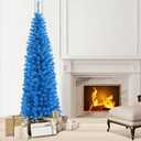 6 Feet Unlit Artificial Christmas Halloween Pencil Tree with Metal Stand Black