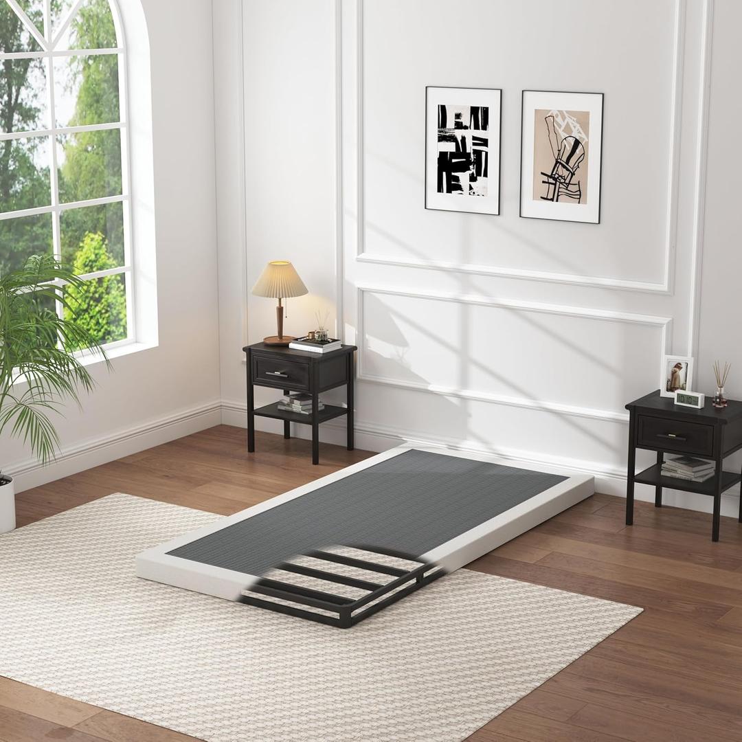 Low Profile Box Spring Twin - 3 Inch Box Spring for Twin Heavy Duty Bed Foundation Metal Bed Base Easy Assembly