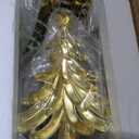 Christmas Stocking Holders for Mantle Set of 4 Green Xmas Tree Stocking Hangers Sturdy Hooks with Gold Non-Slip Base for Fireplace Christmas Gifts Holiday Party Decoration