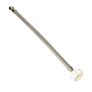 Fluidmaster B1T16CS Click-Seal Toilet Water Supply Connector, 3/8 X 7/8 in, Compression X Ballcock, L, 1500 Psi, 16", Silver