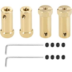 uxcell Hex Coupler 5mm Bore Motor Hex Brass Shaft Coupling Flexible Connector for Car Wheels Tires Shaft Motor 4pcs