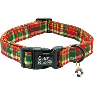 2 x Dog Collar - Red Plaid Print, Soft, Adjustable, Gift for Small Dogs (Small (Pack of 1))