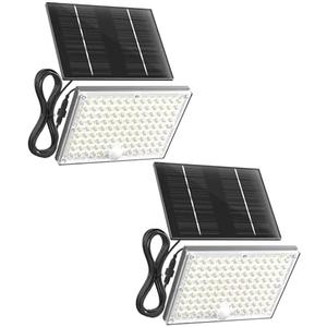 SUPERDANNY Solar Outside Lights with 113 Bright LEDs 7000K, Motion Sensor Outdoor Flood Lights Dusk to Dawn with 16ft Cable IP65 Waterproof, Security Light for Garden Barn Porch 2 Pack