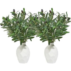 10 PCS 18 Inch Olive Tree Branches Greenery Stems Artificial Plants Faux Olive Branch for Vase Realistic Green Stem Home Decor Indoor