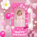 Birthday decorations for girls,Happy Birthday Banner, 35 Balloons,Pink bow Foil Balloon,Photo Booth Props for women (Pink Cat)