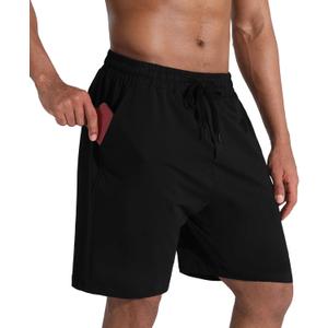 Men's Lounge Shorts with Deep Pockets Loose-fit Jersey Shorts for Running,Workout,Training, Basketball (Medium, Black)
