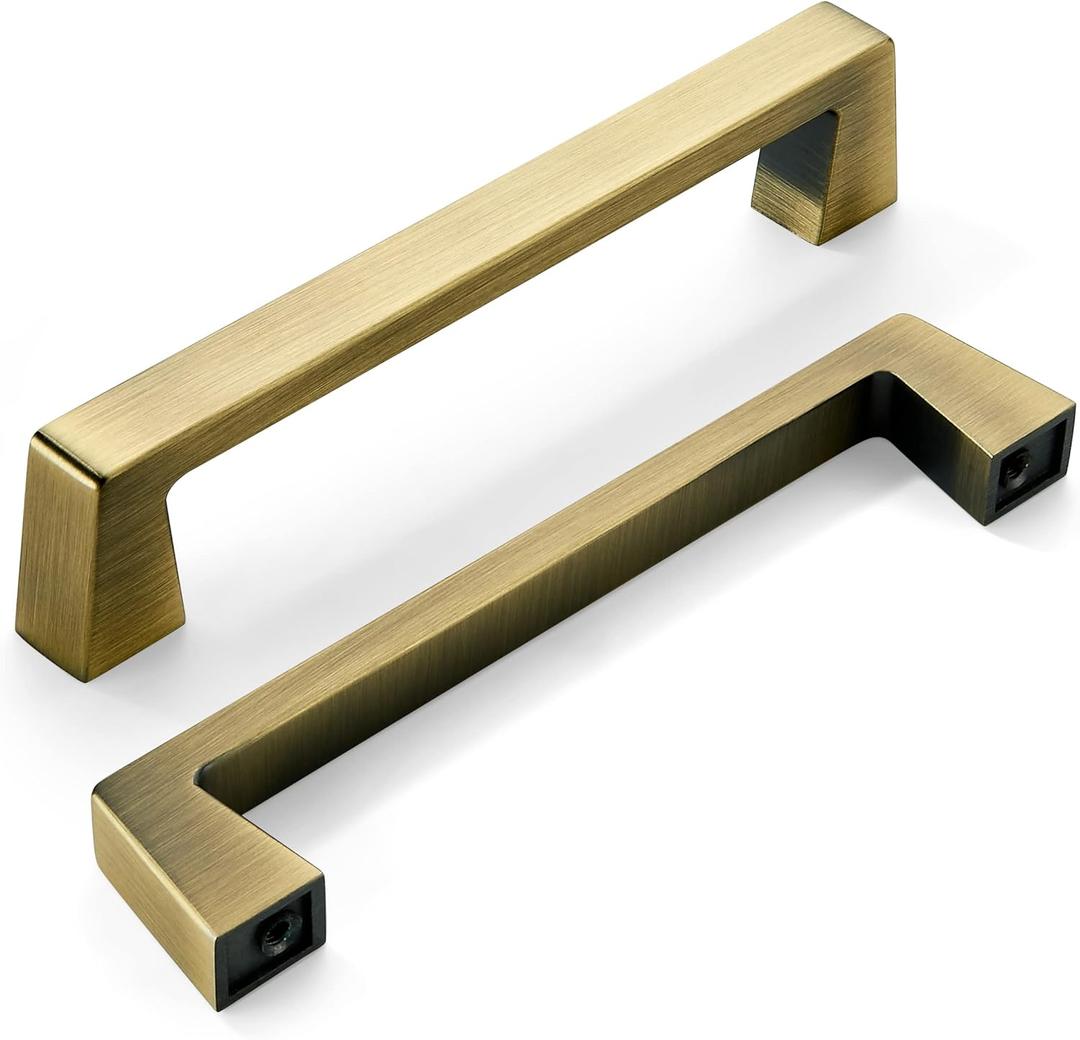 khtumeware 6 Pack 5 Inch(128mm) Kitchen Cabinet Handles,Brushed Antique Brass Cabinet Pulls Kitchen Cabinet Hardware, Furniture Pulls for Bathroom Cupboard Drawer Handles Dresser Pulls