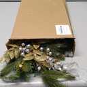 Artificial Christmas Swag Cordless Prelit Teardrop Swags Christmas Wreath with 30 Lights with Christmas Ball Staircase Front Door Wall Decor (B)