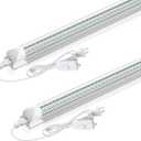 CNSUNWAY 2FT LED Shop Light, 20W 3000LM, 5000K Daylight T8 LED Light Fixture, V Shape, High Output, Linkable Shop Lights for Room, Garage, Workshop, Under Cabinet, ETL Listed (2 Pack)