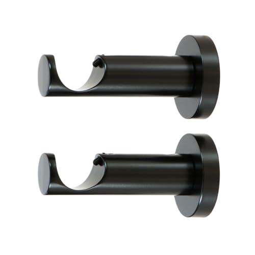 Ivilon Ceiling or Wall Mount Curtain Rod Brackets Holders for Curtain Rods of 7/8 and 1 Inch Diameter. Set of 2. Color Black