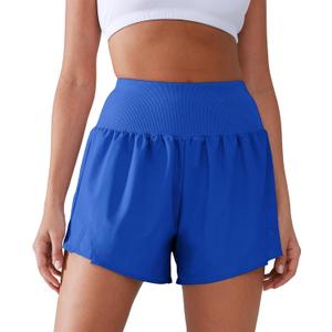 Women's High Waisted Running Shorts with Spandex, Athletic Shorts for Women Light and Airy with Wind-Resistant Fabric (Blue)