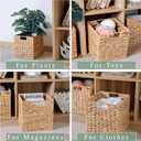 10.5x10.5 Water Hyacinth Storage Baskets, Collapsible Square Wicker Baskets Cube Storage Bins for 11 Inch IKEA Kallax, Set of 3