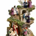 The Bradford Exchange Thomas Kinkade Life of Christ Masterpiece Sculpture, Limited Edition Collectible with Handcrafted Scenes of Nativity, Miracles, Crucifixion & Resurrection on Mahogany Base