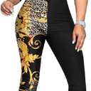 Glozeplus 2 Piece Outfits for Women Sexy Bodycon Long Sleeve Crop Tops Long Pants Sets Floral Print Tracksuits Jumpsuits (Medium, Colorful10884-6)
