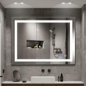 32"x 24" LED Bathroom Mirror Vanity Mirror, Anti-Fog, Dimmable, Color Temperature Adjustable 3000-6000K, Switch-held Memory Led Wall Mirror Suitable for Bathroom, Vanity (Vertical/Horizontal)