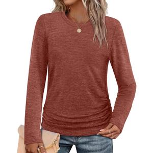 SAMPEEL Womens Sweaters Long Sleeve Shirts Fall Fashion 2025 Trendy Tops Ruched Outfits Winter Clothing (Large)