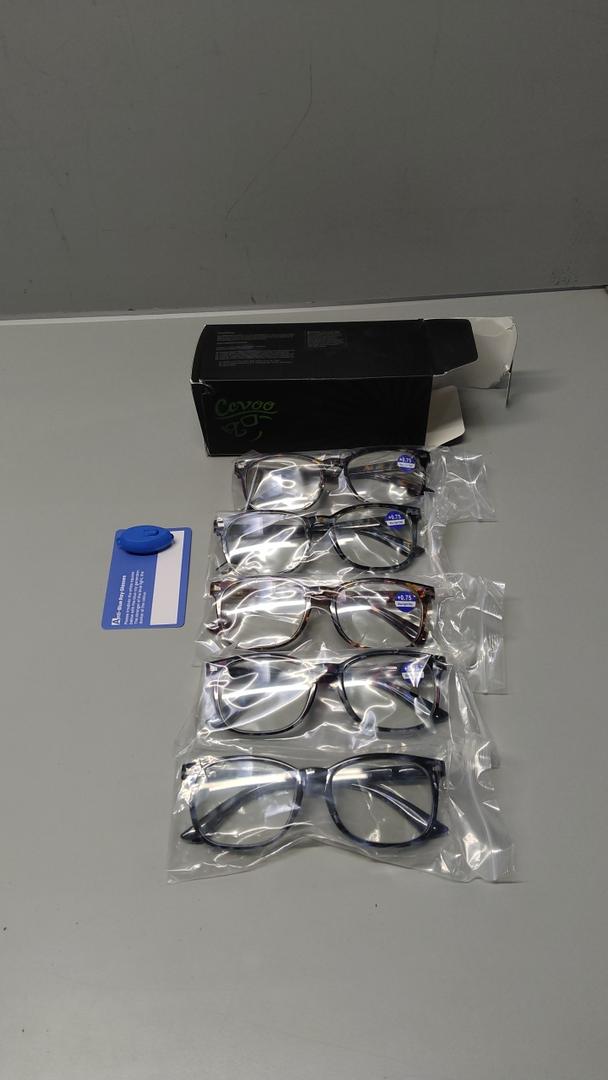 5 Pack Blue Light Blocking Reading Glasses for Men with Spring Hinge Fashion Large Wide Computer Readers for Men +0.75