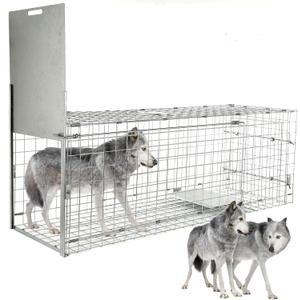 57 Collapsible Large Live Animal Trap, Easy to Set and Release Live Animal Traps for Dogs, Foxes, Coyotes, Bobcats and Other similarly Sized Animals up to 55 lbs