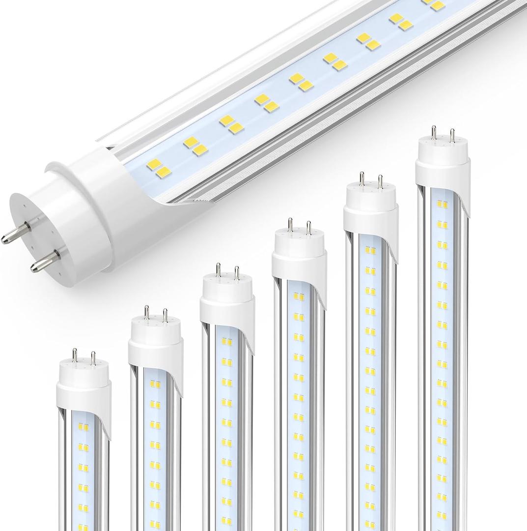 JESLED 4FT LED T8 Type A+B Tube Lights, 24W(65W Equivalent), 3200LM, 5000K, Single or Double End Powered, Plug and Play or Ballast Bypass, 4 Foot T10 T12 Fluorescent Bulbs Replacement, Clear(6-Pack)