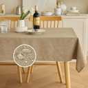 Waterproof Rectangle Dining Table Cover for 6 Seater, 6ft Table, Easy Wipe Clean Outdoor Linen Tablecloth for Party, Wedding and Camping (Oblong, 60 x 84 Inch (6-8 Seats), Natural)