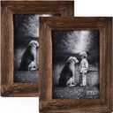 Yaetm 5x7 Picture Frame Distressed Wood, Rustic Solid Wood Photo Frame 5 x 7, Display for Tabletop and Wall, High Definition Glass, Carbonized Black (2 Pack)