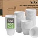 Vplus 800 Pack 4 OZ Disposable Souffle Cups, 100% Compostable Portion Cups, Made From Bagasse Fibe and Bamboo, Perfect For Dips, Food Sample, Jams, Honey, Sauces, Nuts