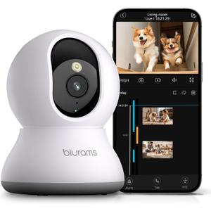 blurams 5G Pet Camera 2K, 360 PTZ Dog Camera with Phone App, Indoor Cameras for Home Security w/Dual-Band WiFi6, 2-Way Audio, Motion Tracking, Color/IR Night Vision, Siren, Cloud&SD