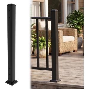 Metty Metal Deck Post,2.76 in. x 2.76 in. x 39 in Single Side Hole End Railing Terminal Post, with Screws Ending Support Post for Deck Porch Balcony Stair Railing System