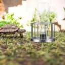 Toyvian Mini Turtle Water Feeder Stainless Steel Splash-Proof Reptile Feeding Basin 4.5 Inch Compact Water Dispenser for Land Turtles and Small Reptiles