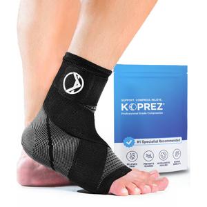 Koprez Plantar Fasciitis Sleeve - Plantar Fasciitis Relief, Plantar Fasciitis Socks, Ankle Compression Sleeve, Ankle Support for Women, Plantar Fasciitis Brace, Ankle Sleeve, Ankle Support Men (Large, Black)