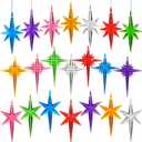 21Pack Star Topper Ornaments for Replacement Ceramic Christmas Tree - 7 Colors Plastic Modern Stars Hanging Decor Accessories