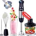 Mueller Multistick 800W 4-in-1 Immersion Blender Handheld, 12 Speed Hand Mixer - Turbo Boost, Heaviest Duty Copper Motor, Titanium Blades Hand Blender, Milk Frother Wand, Whisk, Kitchen Gadgets Black